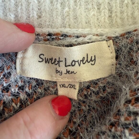 Sweet Lovely by Jen Leopard Print Sweater, Sz 1XL/2XL Fuzzy Soft Crew Neck 2/$25 - Picture 6 of 10